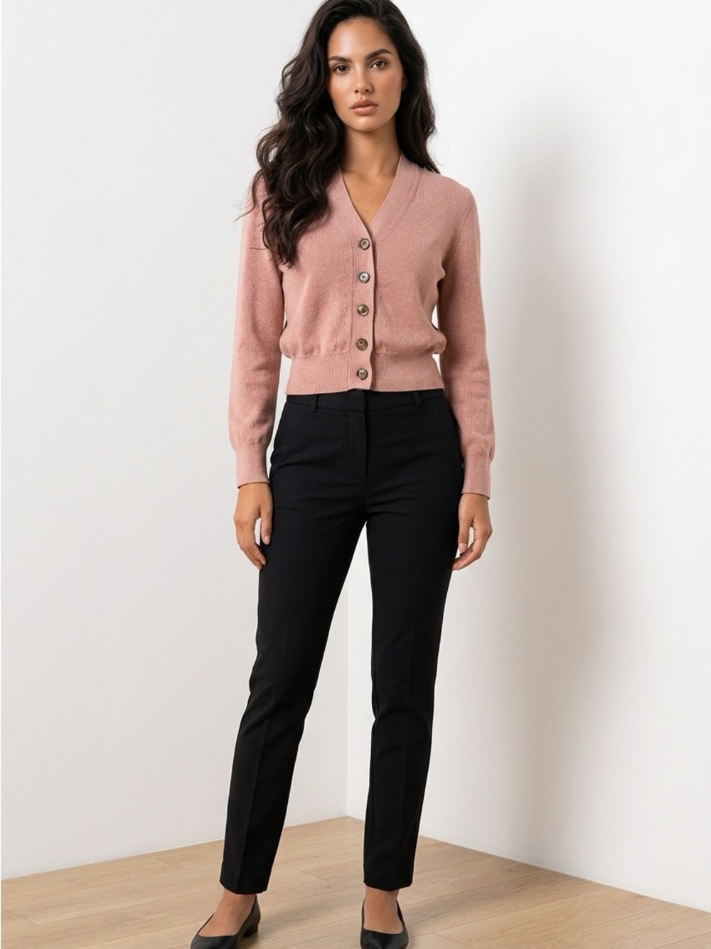 Who What Wear Rose Pink Button-Front V-Neck Cardigan